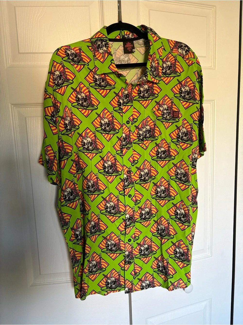 Last Podcast on the Left Bright Green Graphic Short-Sleeve Shirt - Skull Pattern